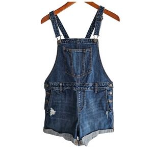 Old Navy Denim Shortalls Distressed‎ Jean Overalls Medium Preppy Festival Y2K